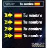 Pegatina nombre piloto bandera España cuadrada