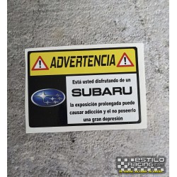 Pegatina Advertencia Subaru