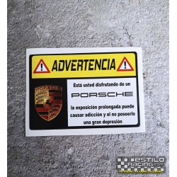 Pegatina Advertencia Porsche