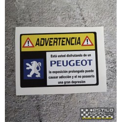 Pegatina Advertencia Peugeot