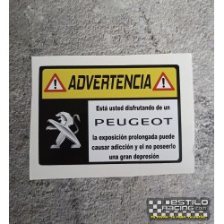 Pegatina Advertencia Peugeot