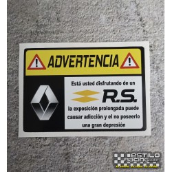Pegatina Advertencia Renault Rs